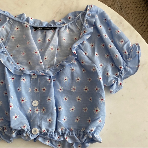 Zara - Blue Floral Crop Top - Picture 9 of 9